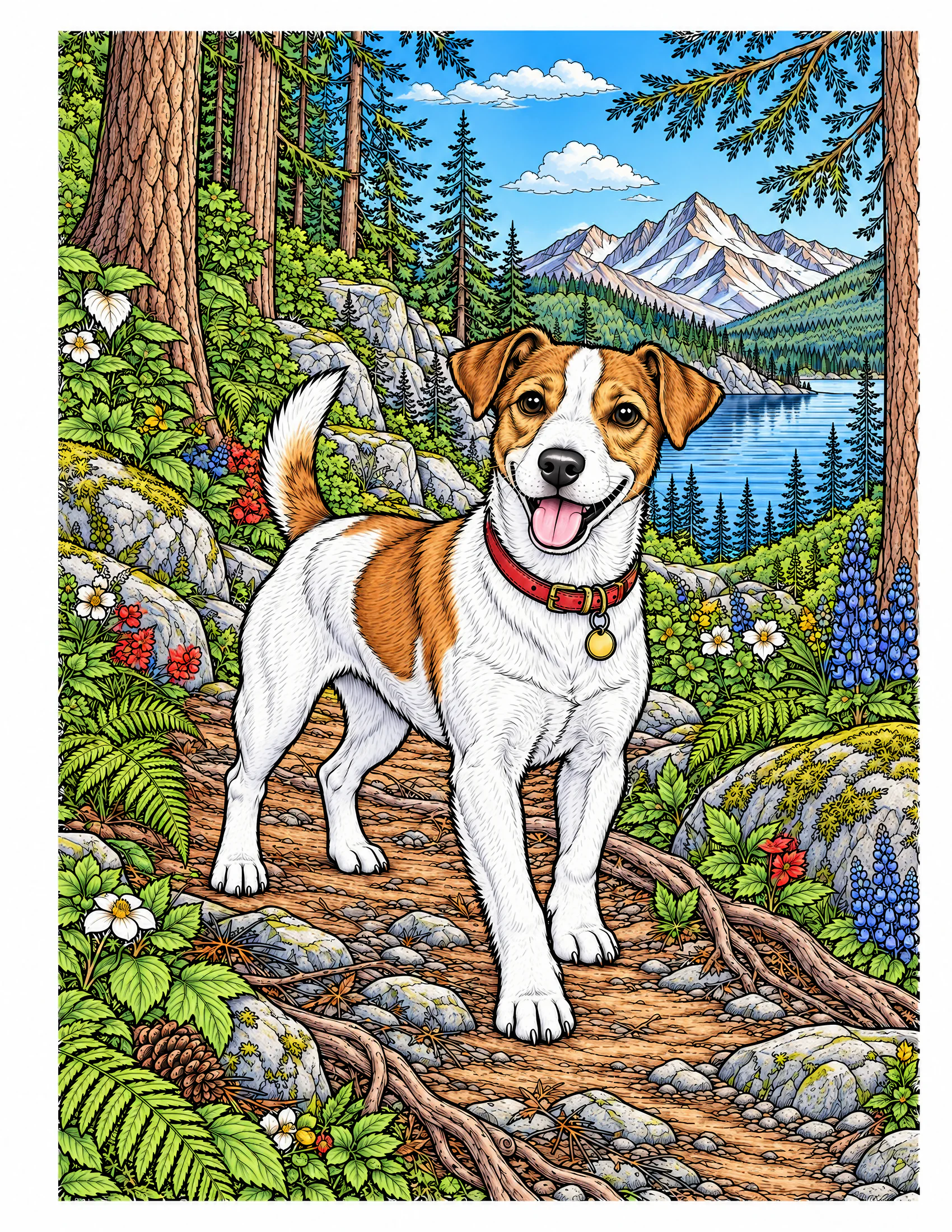 Jack Russell Terrier on a forest trail color reference for Level 2 · Advanced