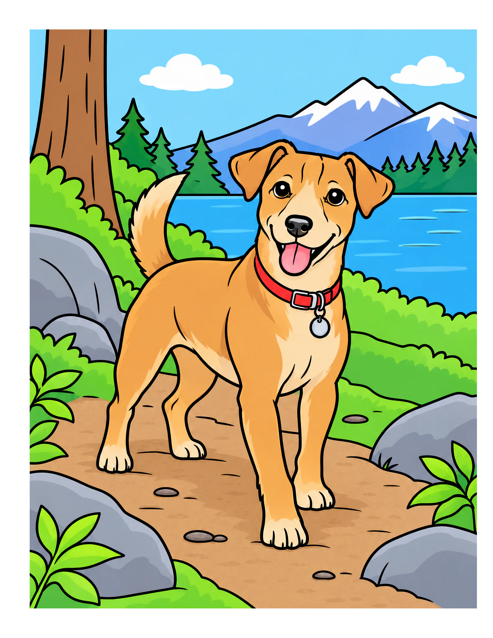 Jack Russell Terrier on a forest trail color reference for Level 1 · Easy
