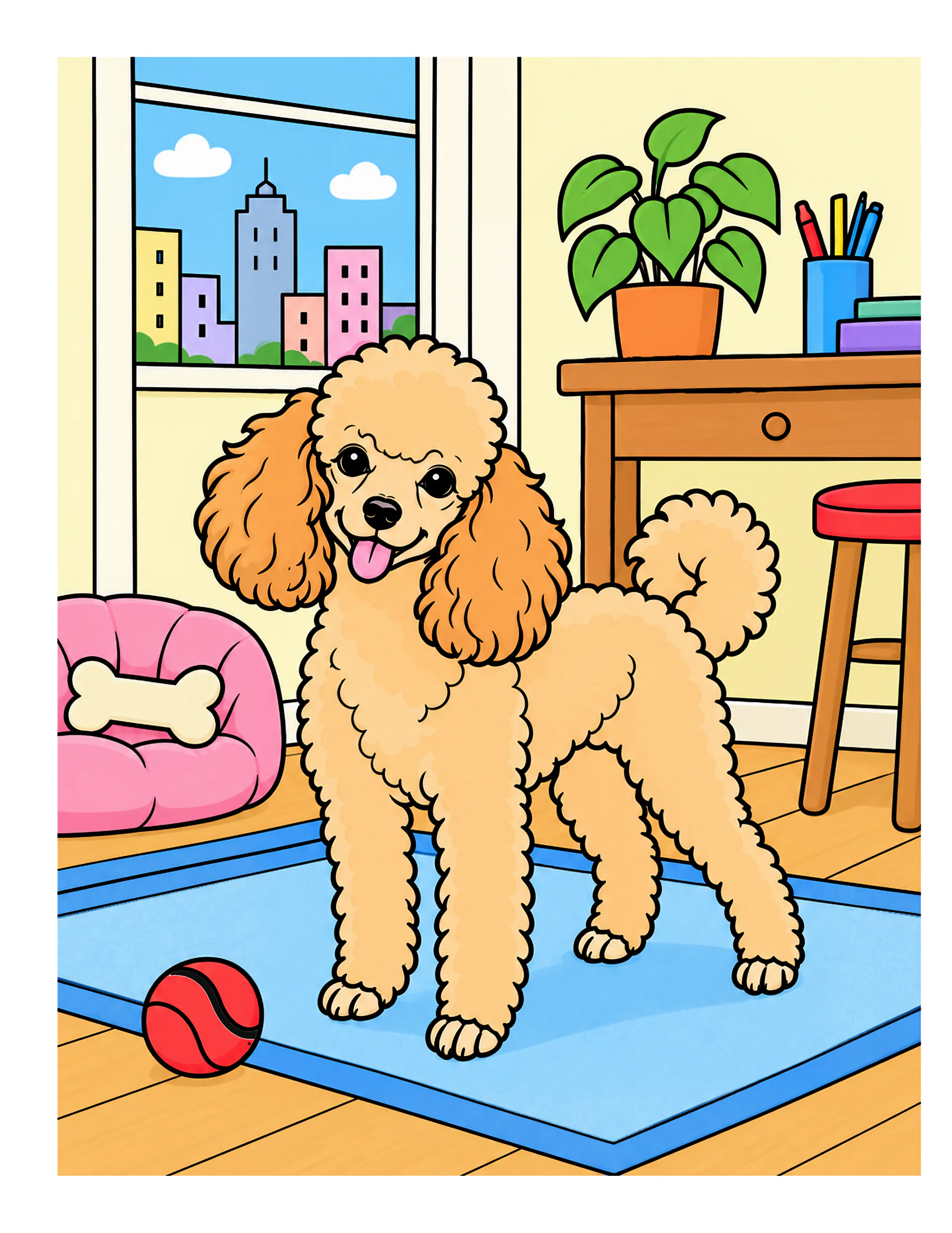 Toy Poodle in an apartment craft room color reference for Level 1 · Easy
