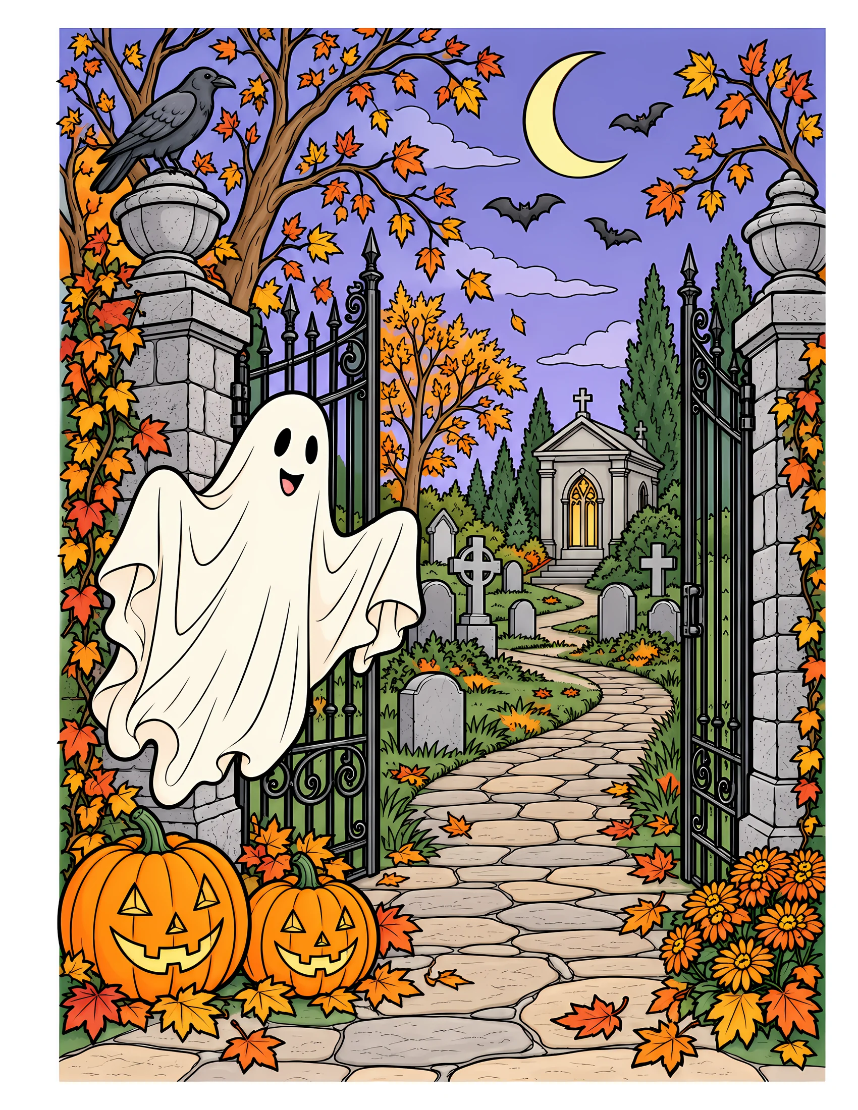 Ghost at cemetery gate color reference for Level 2 · Advanced