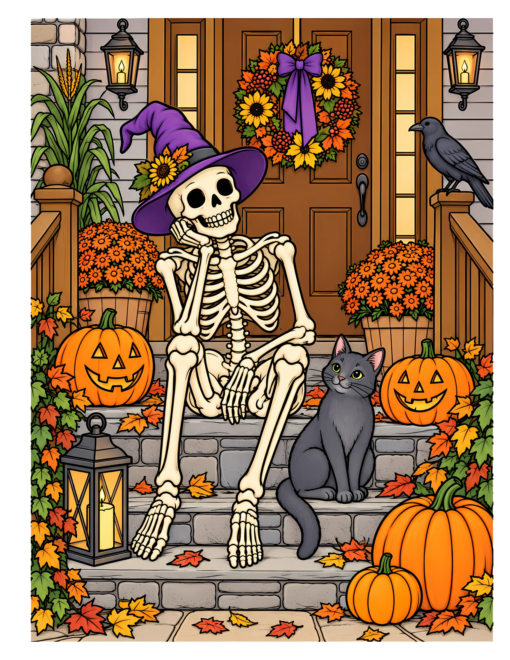 Skeleton on front steps color reference for Level 2 · Advanced