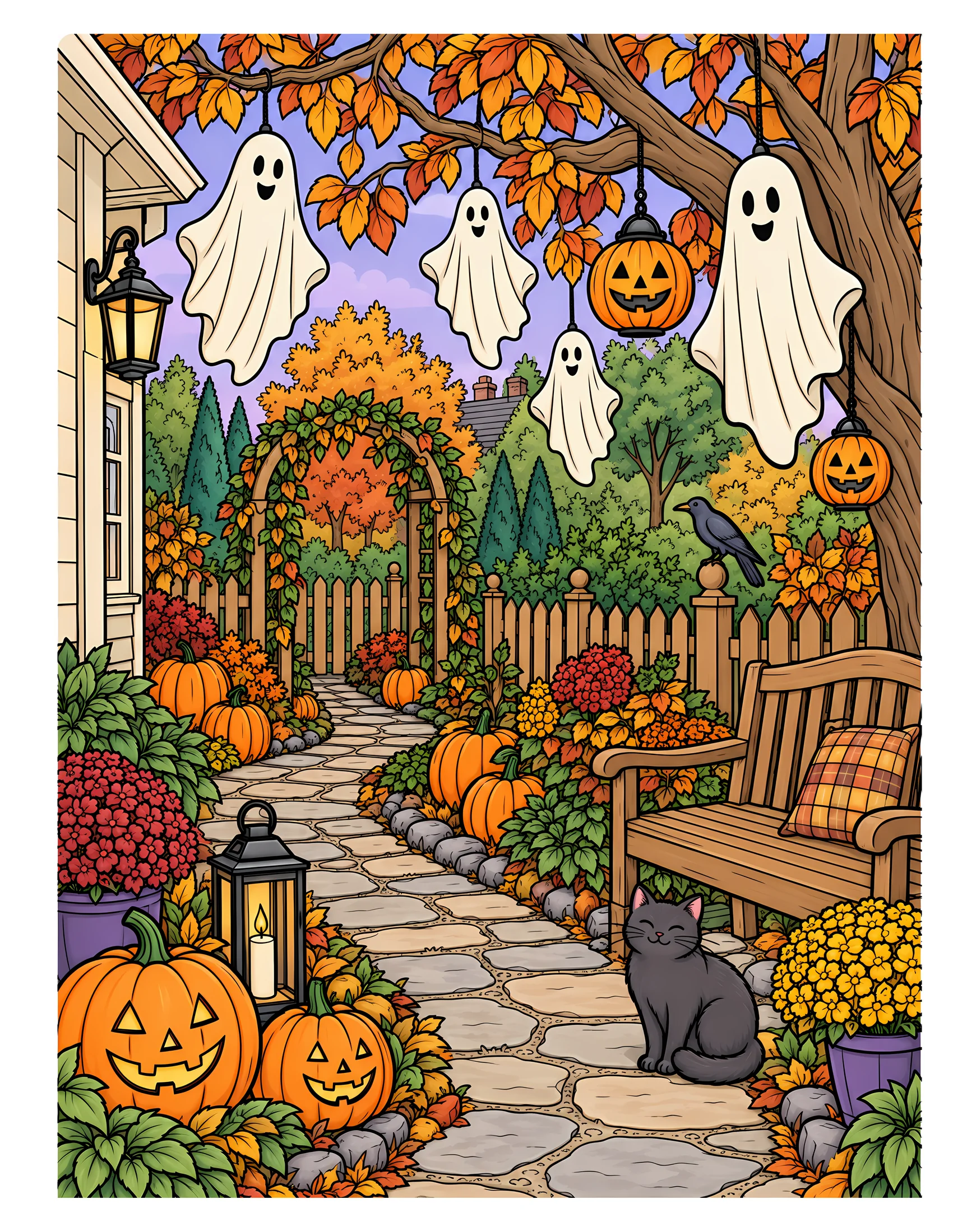 Ghost-decorated garden color reference for Level 2 · Advanced