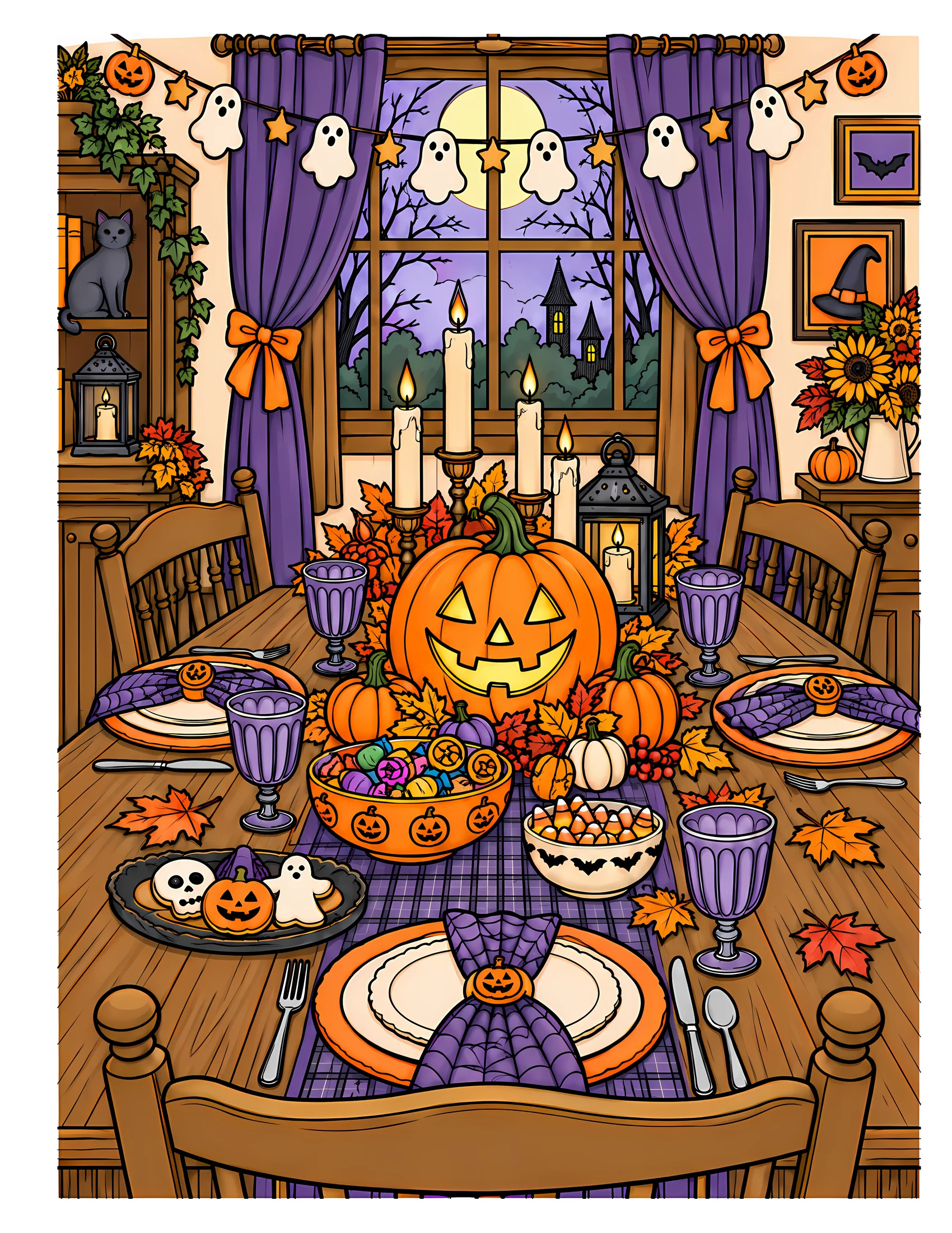 Halloween dining table color reference for Level 2 · Advanced