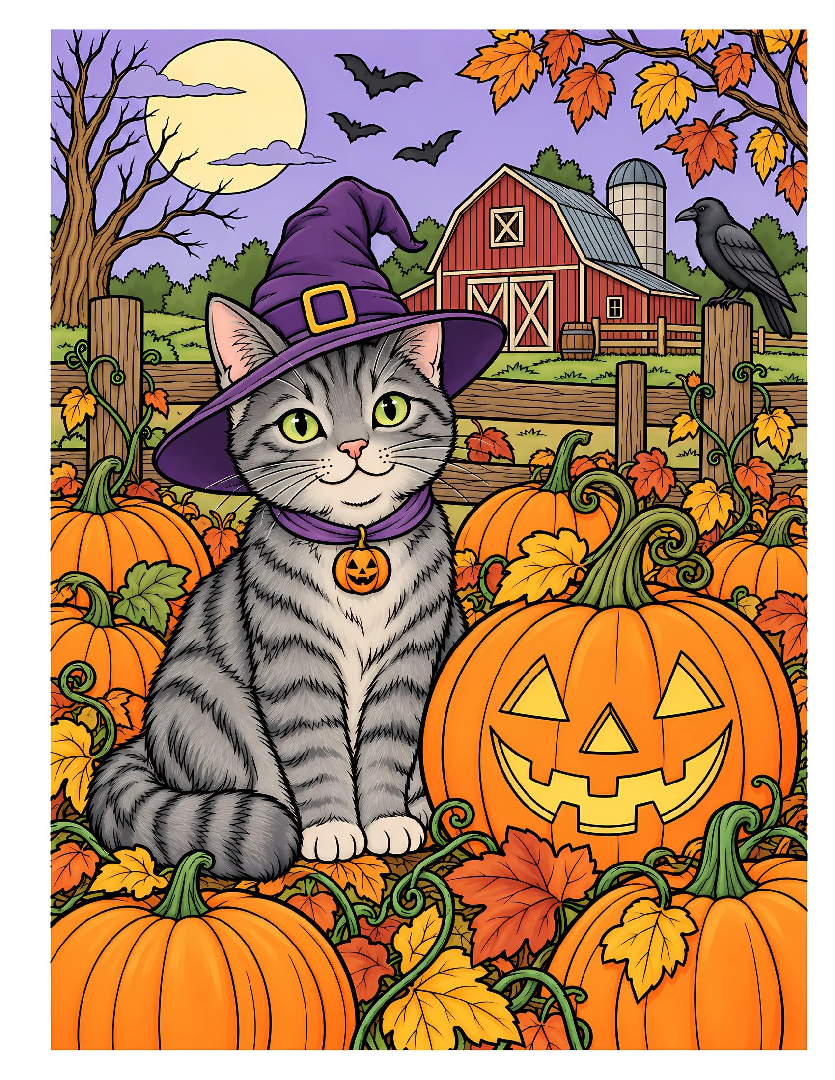 Cat among pumpkins color reference for Level 2 · Advanced