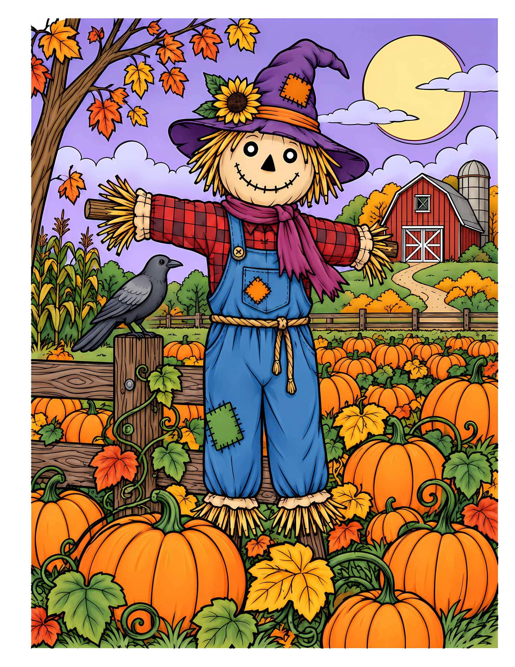 Scarecrow in pumpkin field color reference for Level 2 · Advanced