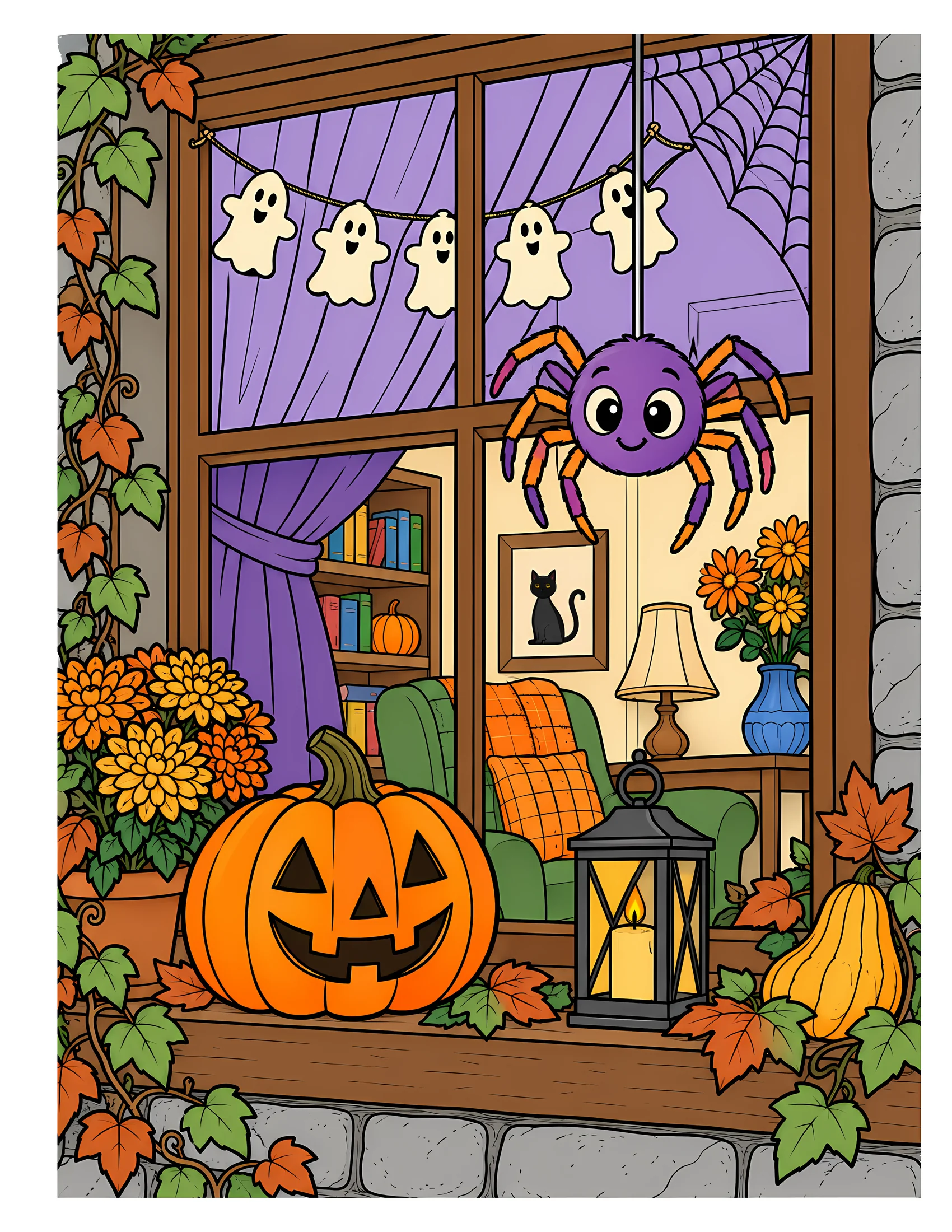 Spider beside decorated window color reference for Level 2 · Advanced