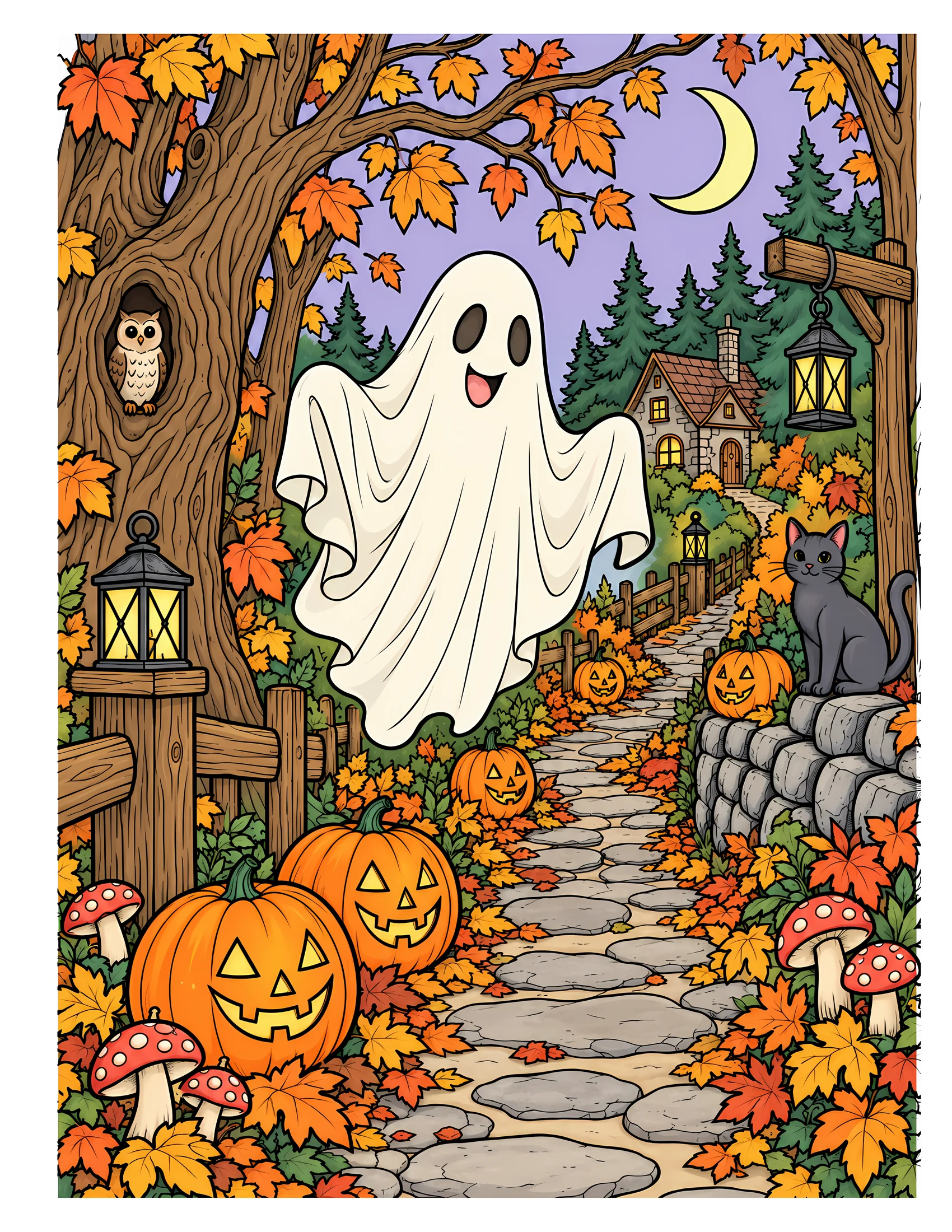 Ghost on forest path color reference for Level 2 · Advanced