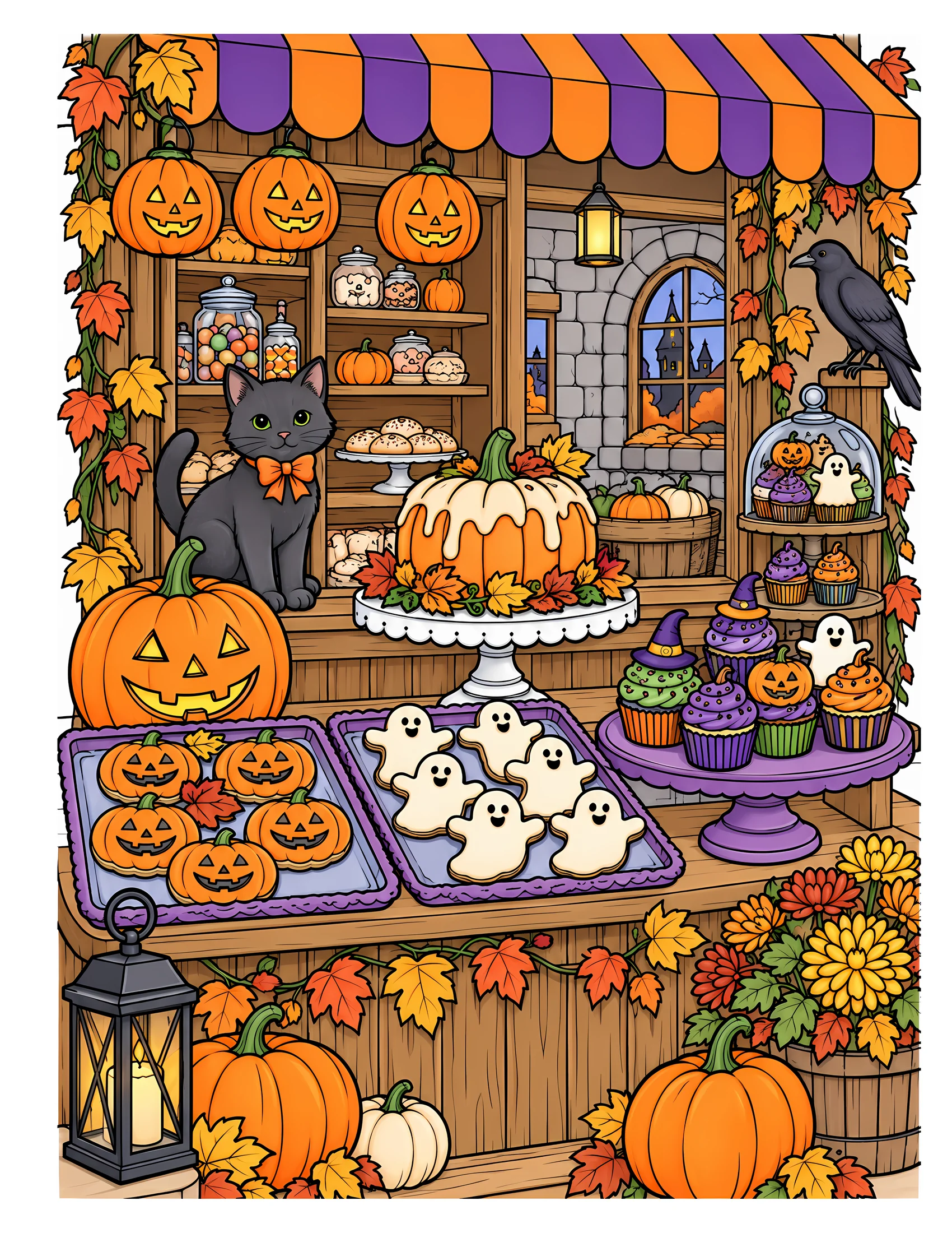 Halloween bakery display color reference for Level 2 · Advanced