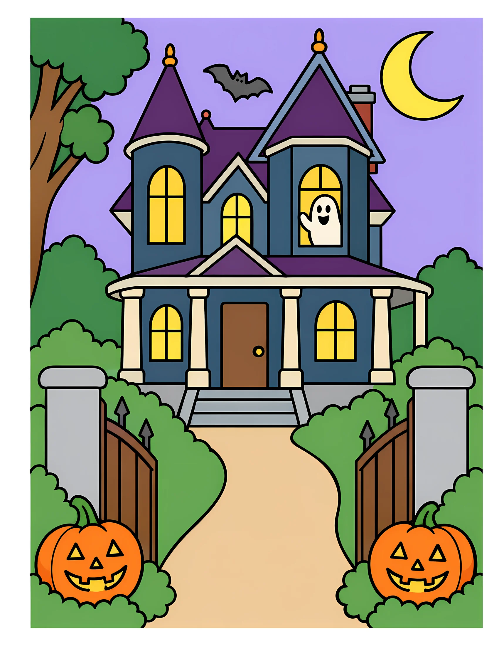 Victorian haunted mansion color reference for Level 1 · Easy