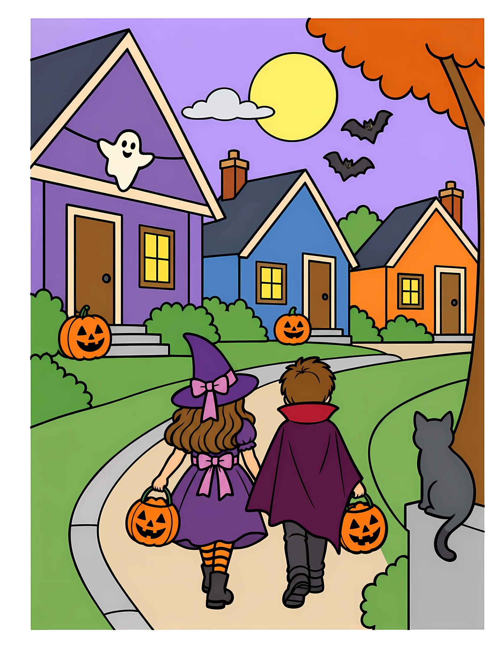 Decorated neighborhood street color reference for Level 1 · Easy