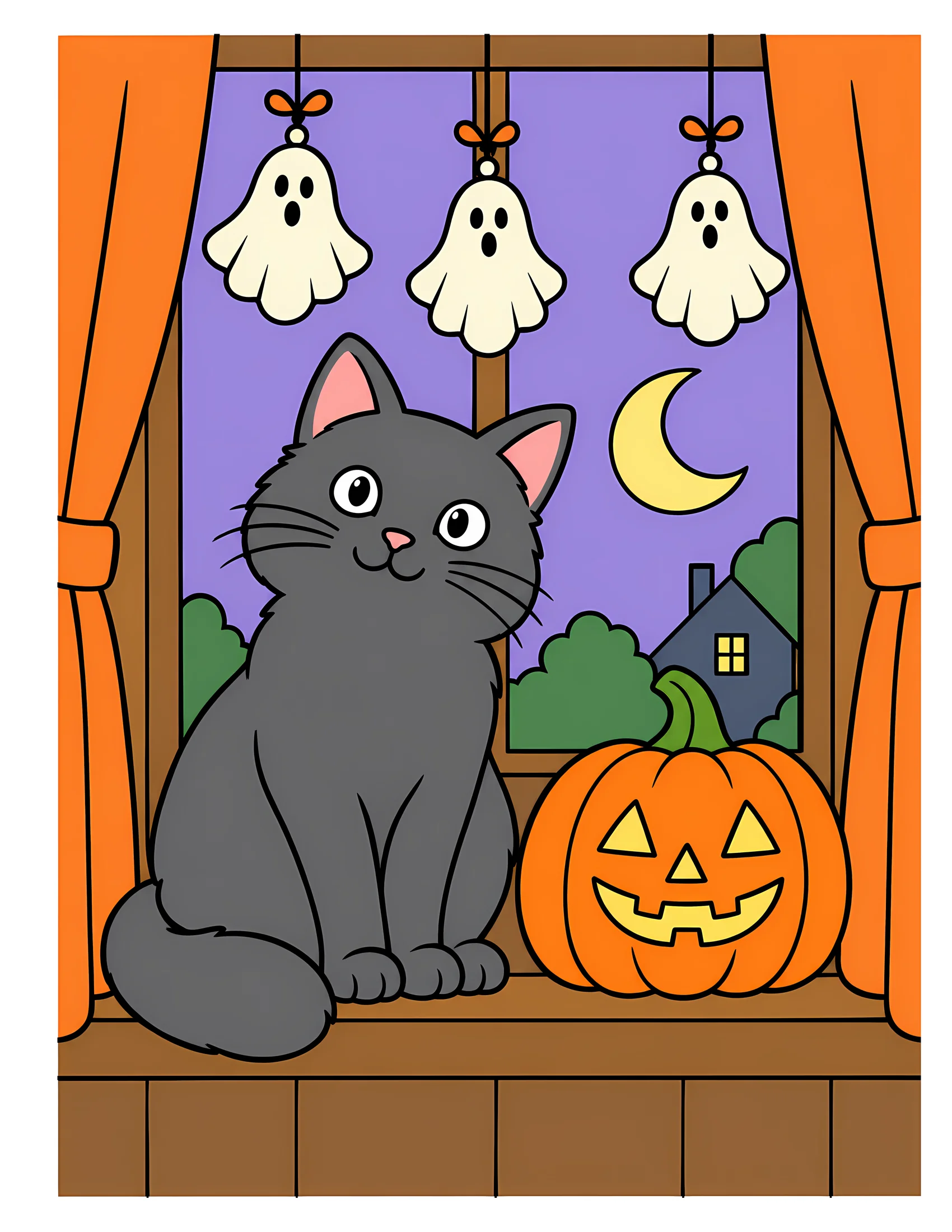 Cat on windowsill color reference for Level 1 · Easy