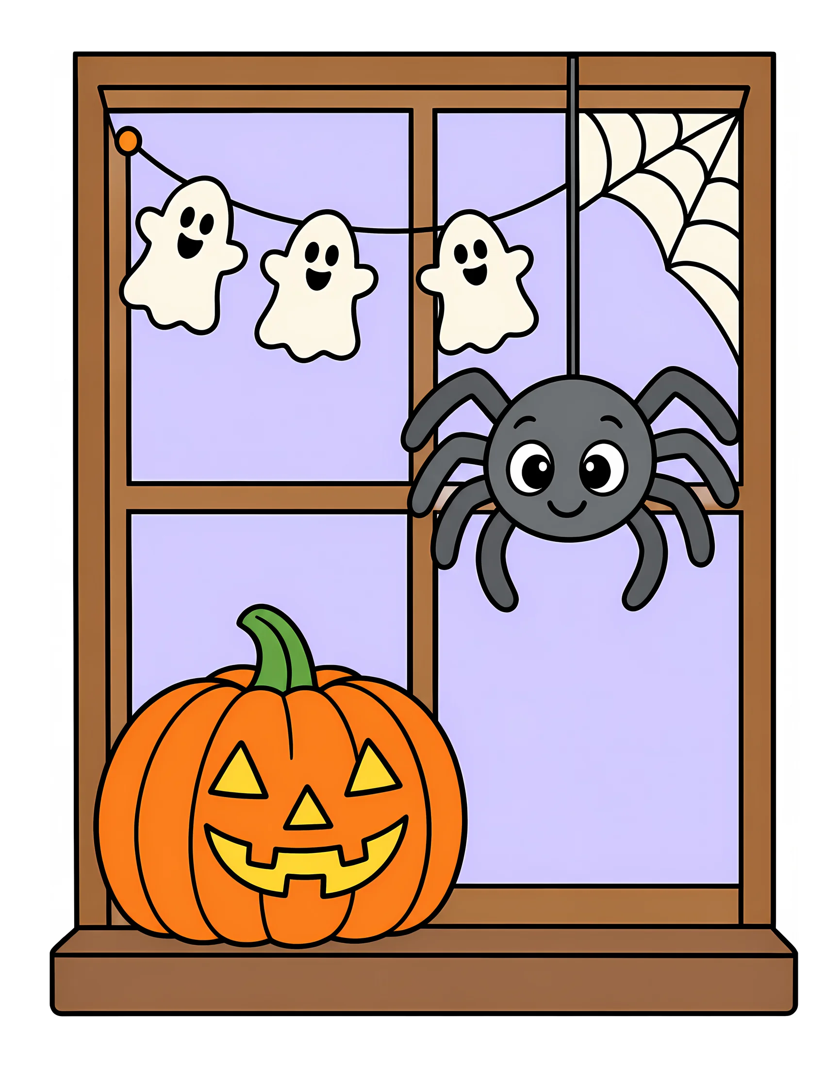 Spider beside decorated window color reference for Level 1 · Easy