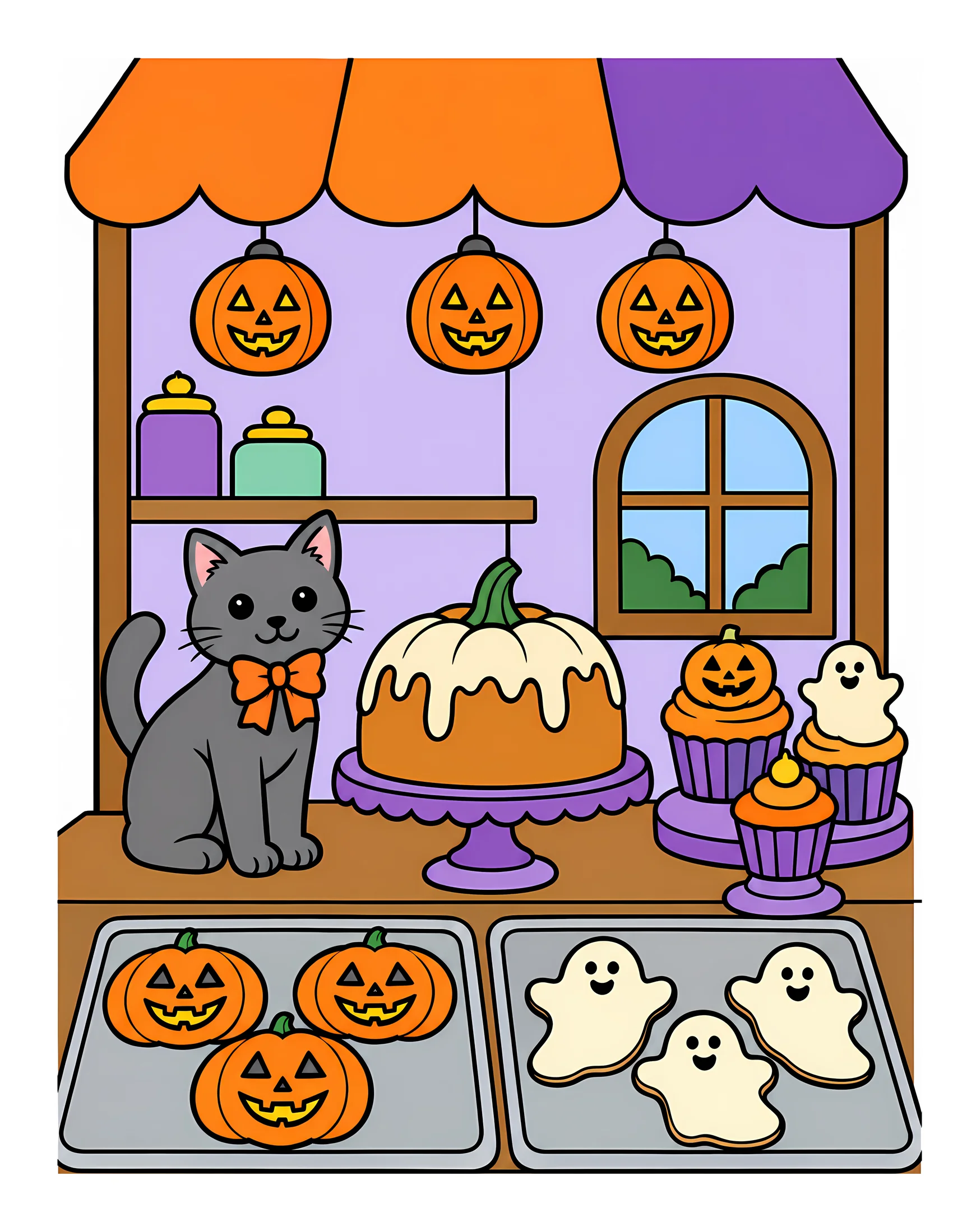 Halloween bakery display color reference for Level 1 · Easy