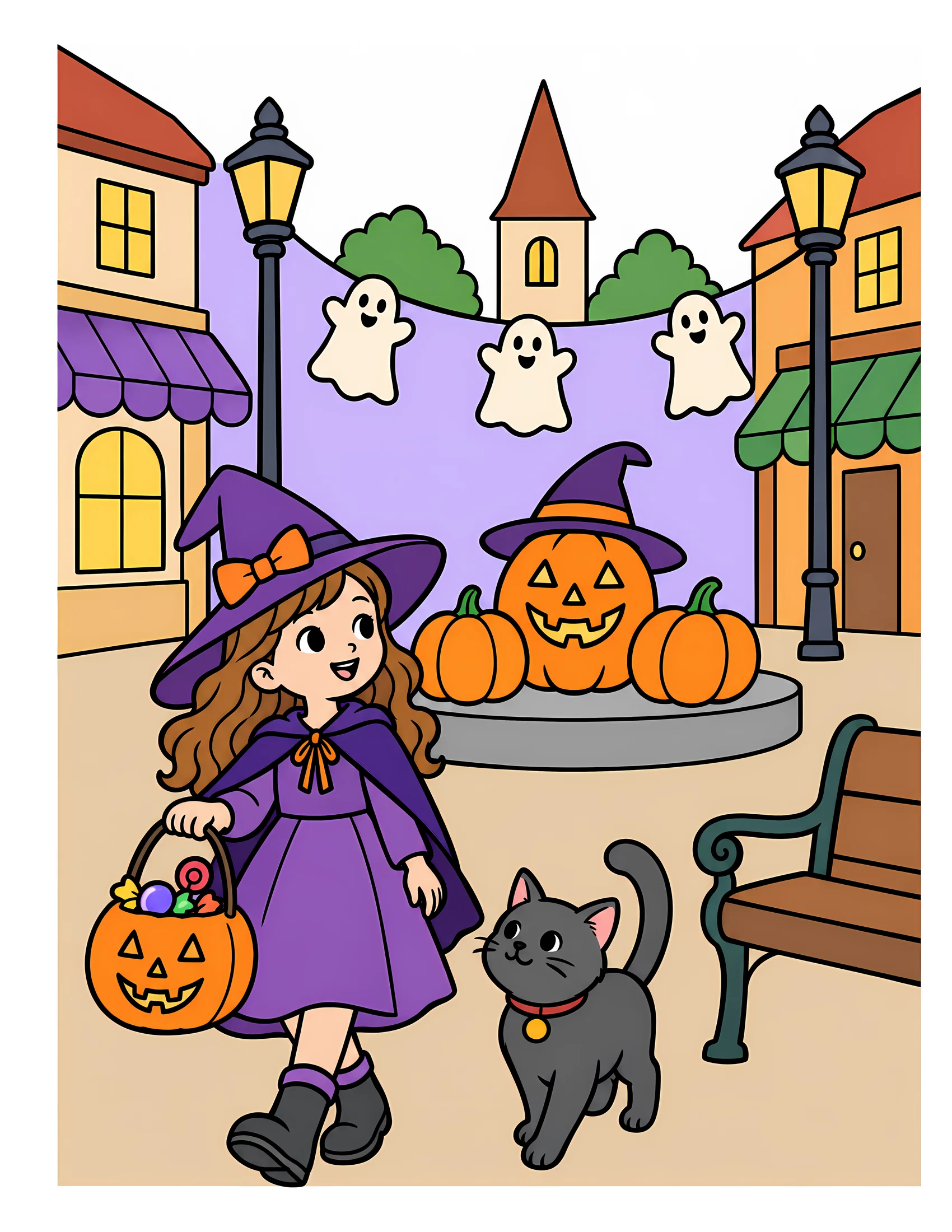 Decorated village square color reference for Level 1 · Easy