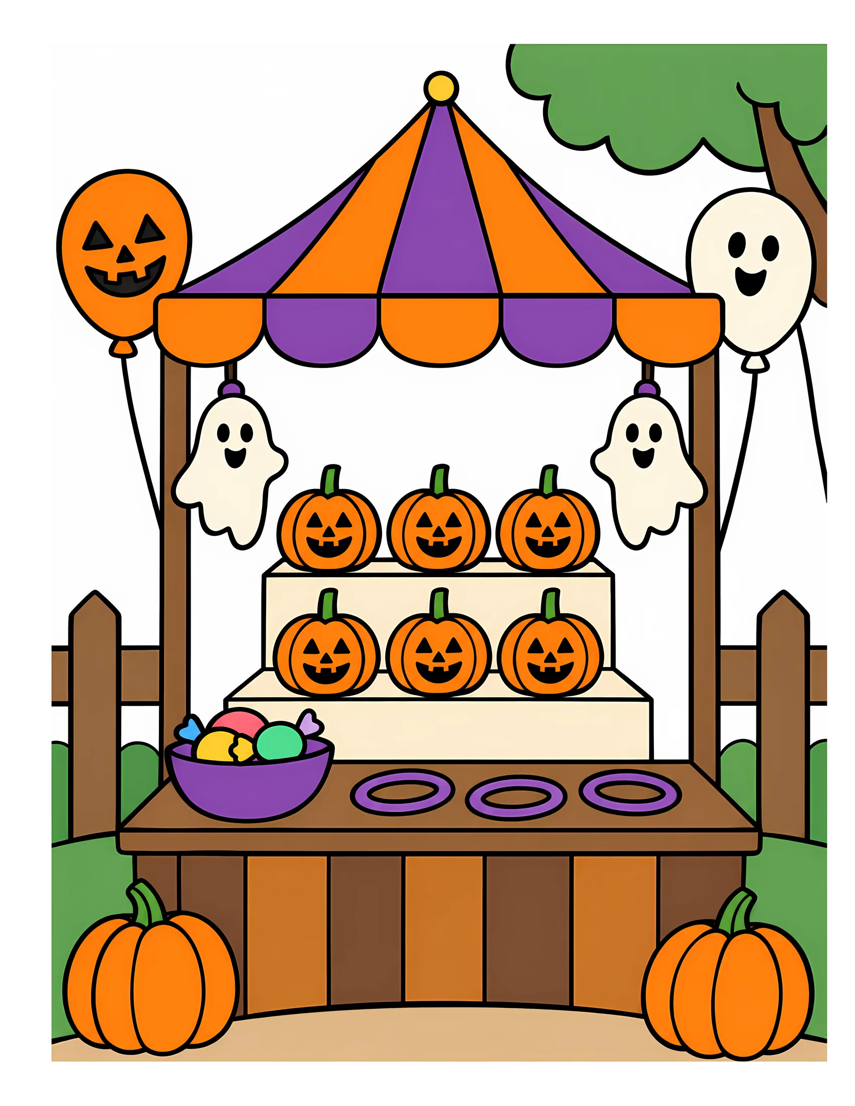 Halloween carnival booth color reference for Level 1 · Easy